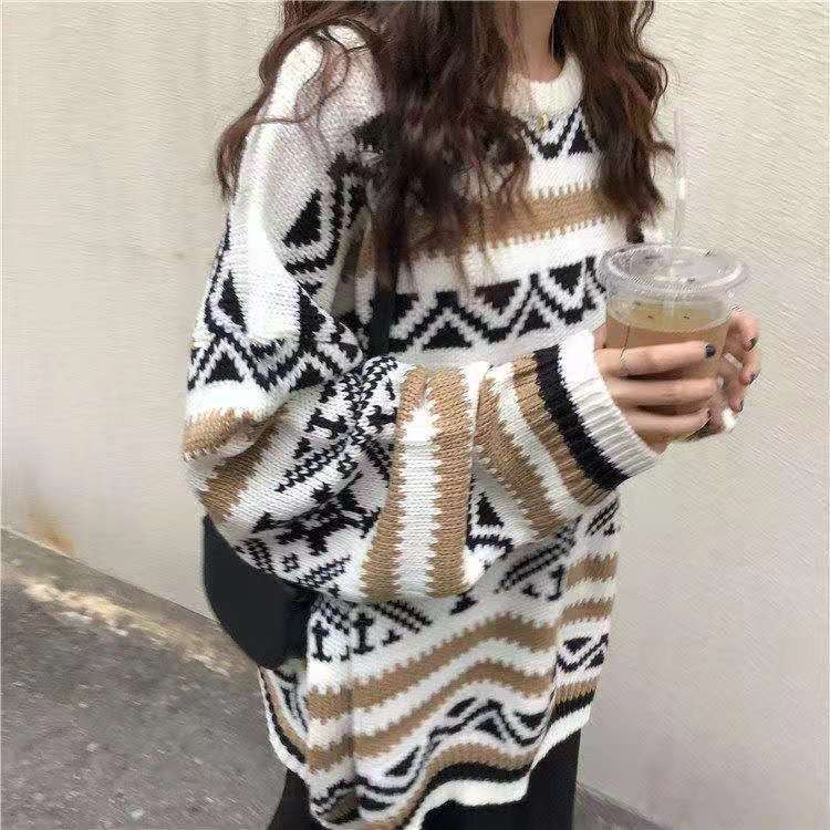 New autumn and winter long sleeve Korean loose Pullover round neck lazy wind girl student versatile sweater sweater sweater trend