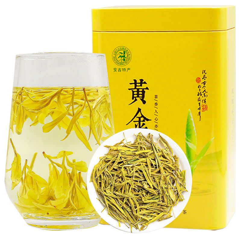 黄金芽茶叶2021新茶特级雨前正宗安吉白茶高山绿茶黄金茶精美罐装