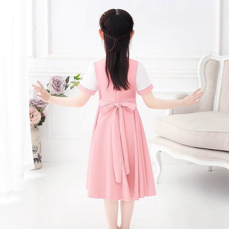 新款童装女童连衣裙夏季韩版儿童裙子假两件网红洋气童装公主裙