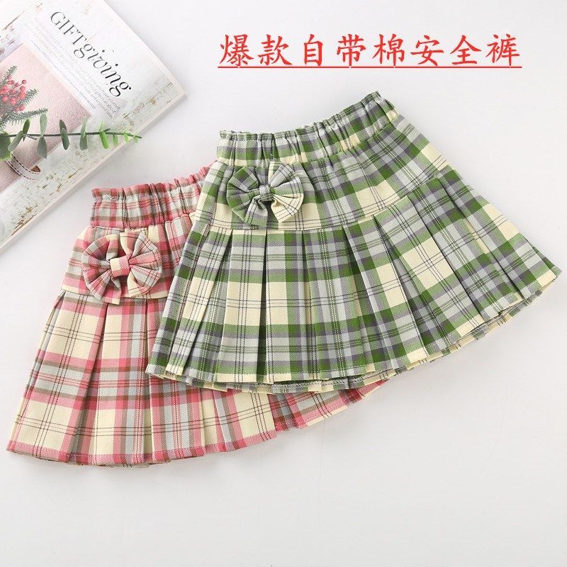 Girl's Plaid pleated skirt skirt skirt skirt spring summer autumn new Korean student uniform skirt with lining
