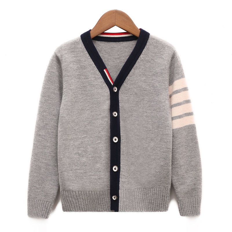 Boys autumn and winter woolen sweater Korean style cardigan jacket thickened high school junior high school student trend youth sweater