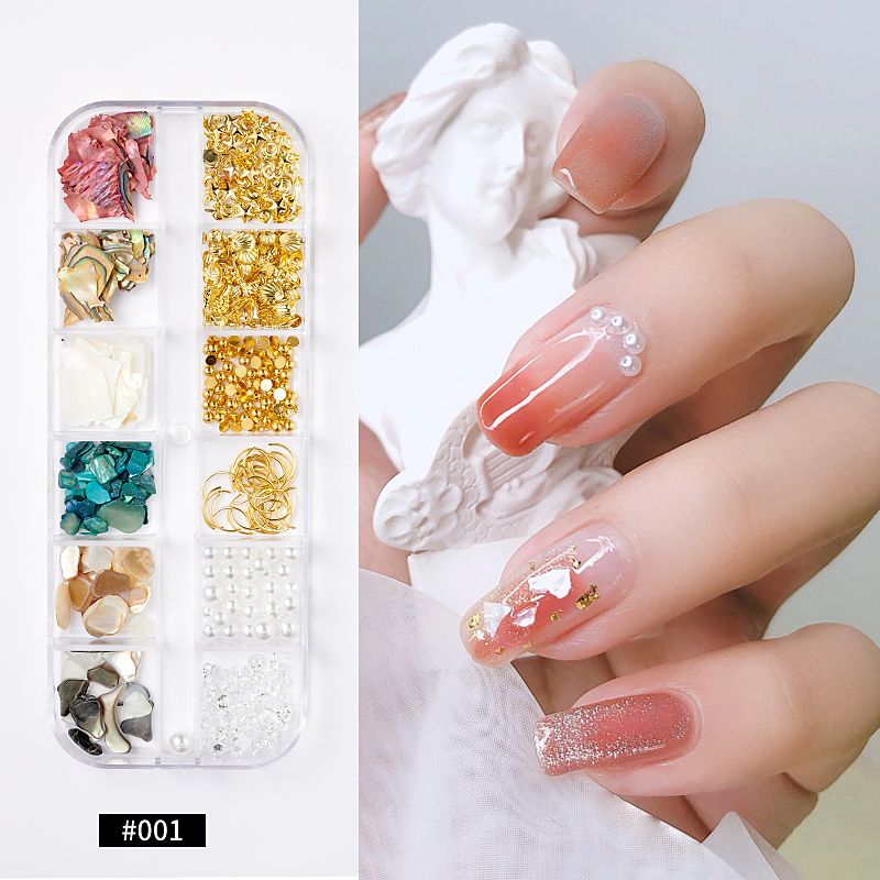 2020 new nail accessories complete set of mixed metal rivets, water diamond, star moon diamond shell piece nail ornaments