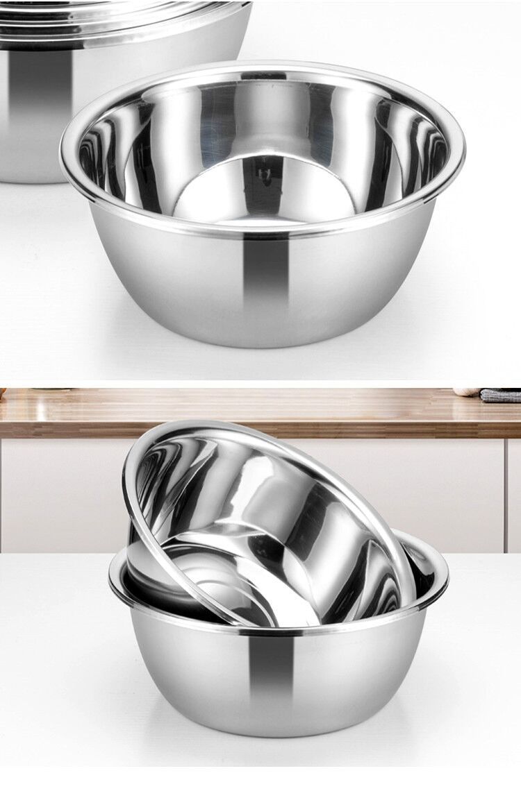五件套】不锈钢盆子装加厚圆形家用厨房打蛋和面淘米洗菜漏汤盆【价格