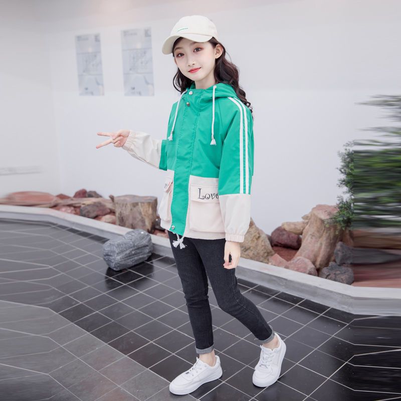 Plush thickened 2020 new girls' spring and autumn windbreaker coat Big Girl Korean version 12 foreign style 13 fashionable