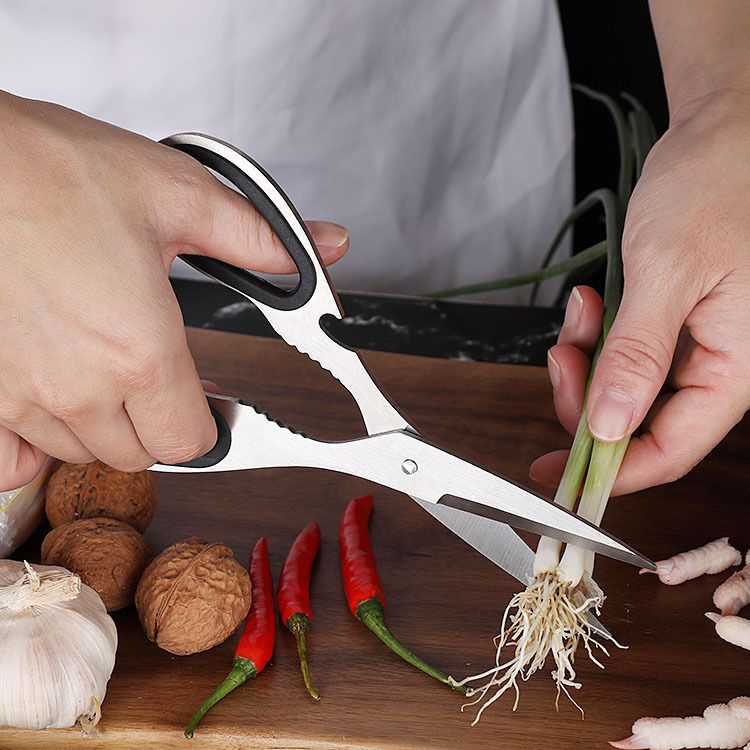 不锈钢多功能厨房剪刀 强力家用剪刀鸡骨剪烤肉剪加厚全钢剪刀