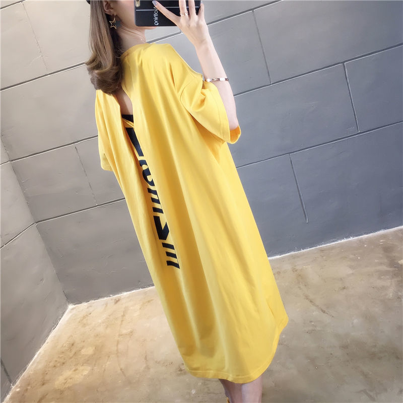 Fat mm extra large size 300 catties pregnant women long skirt 2023 summer loose belly hidden meat showing thin short-sleeved dress