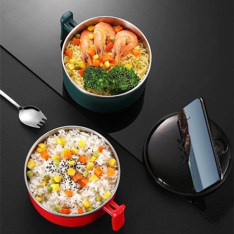 304 stainless steel instant noodles bowl with lid lovely easy to wash Japanese instant noodles bowl large capacity student fast food cup