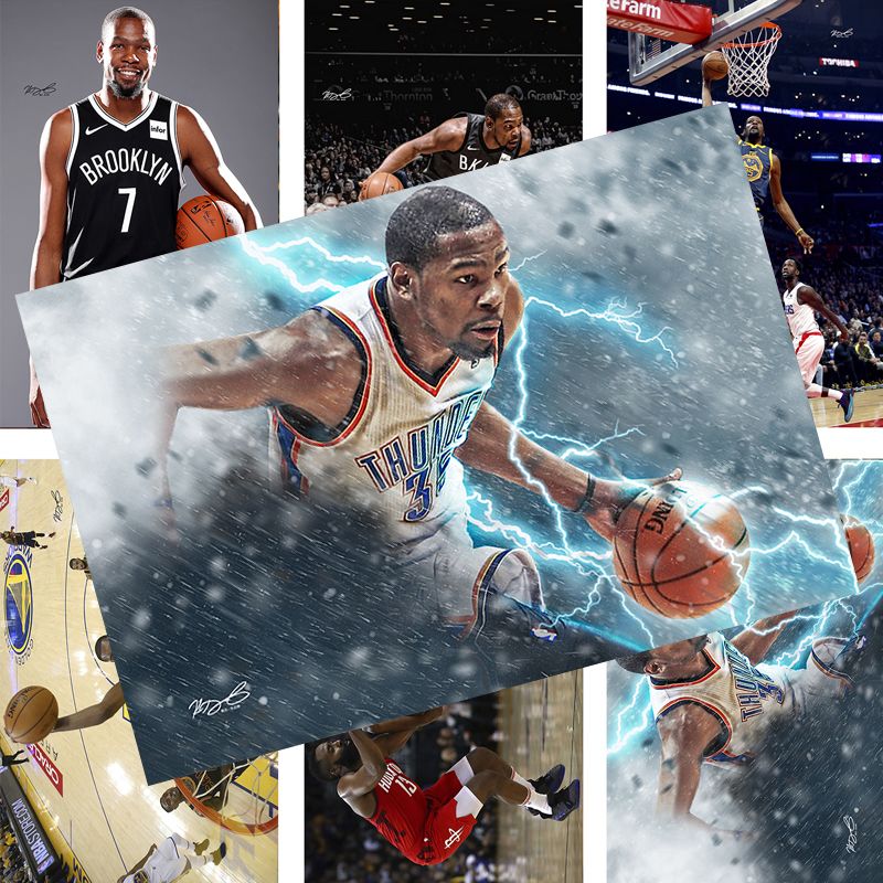 杜兰特海报nba全明星凯文杜兰特新款墙贴壁纸挂画宿舍贴纸明信片