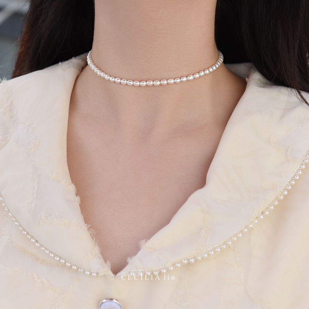 Niche design baroque pearl necklace retro palace style French girl water drop sparkling diamond pearl necklace