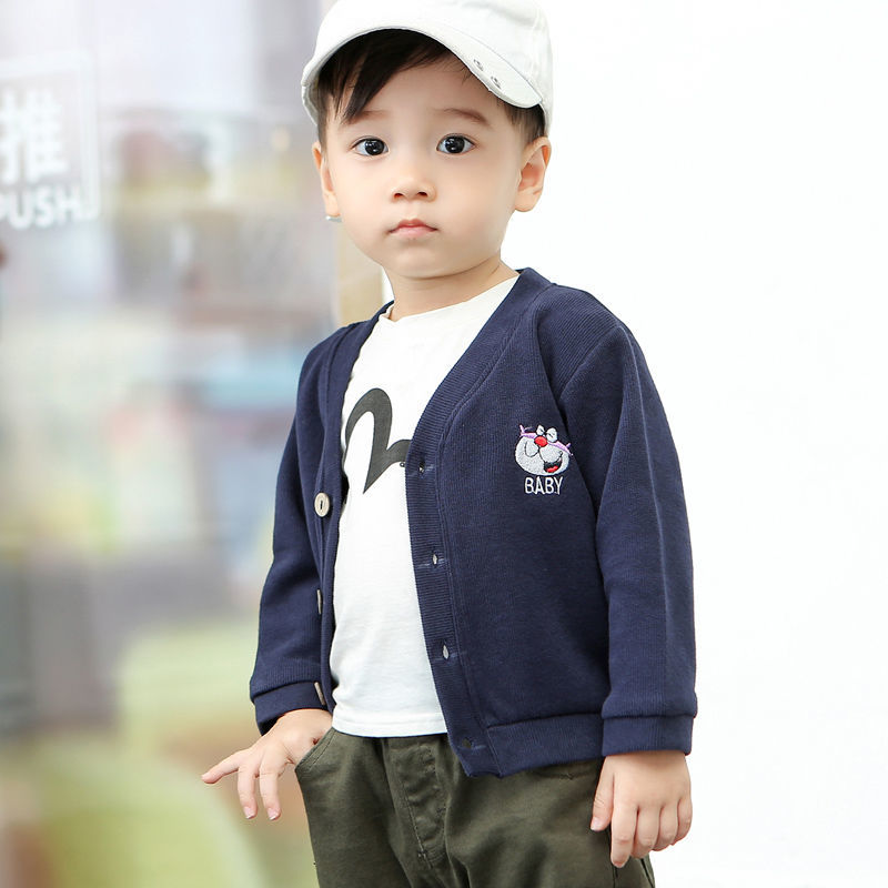 New children's coat infant children's single top boy cartoon Korean coat girl's foreign style knitted cardigan