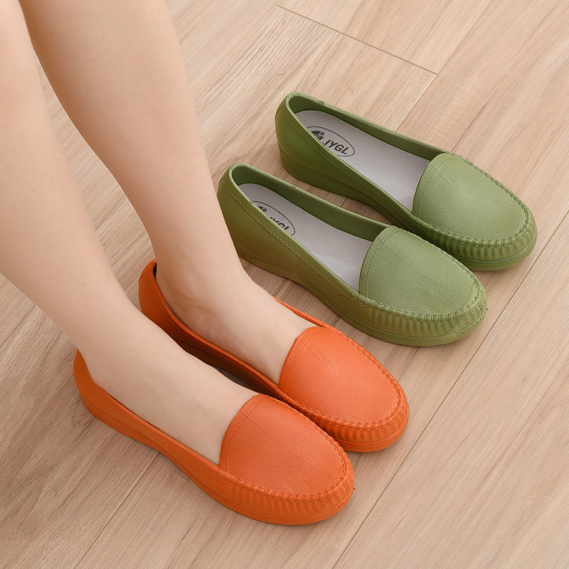 New fashion versatile Doudou shoes women's antiskid waterproof Korean lazy shoes plastic soft soled water shoes kitchen work shoes