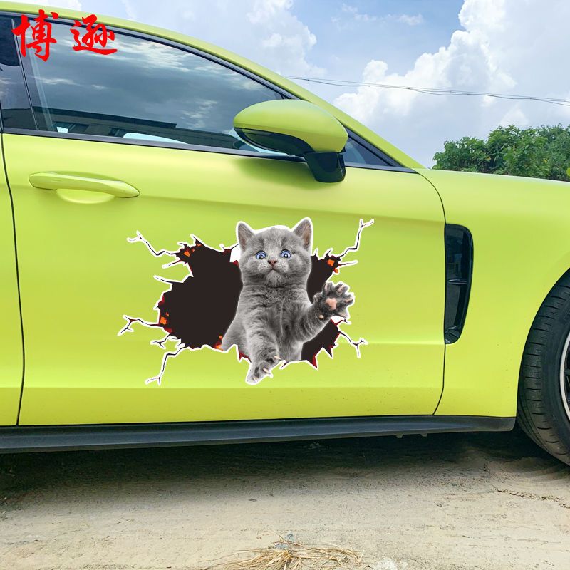 Creative personality 3D kitten car stickers cute funny cat cover body rear scratches
