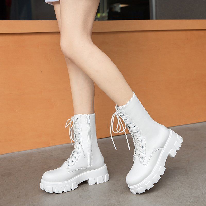 35-43 large women's shoes Seoul International students high boots 41 lace up thick soled Martin boots British wind tube 42