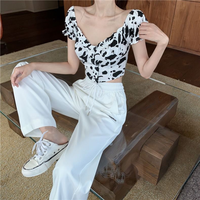 Students' loose straight pants children's spring and autumn Korean version of INS leisure show thin pipe pants fall feeling nine point wide leg pants trend