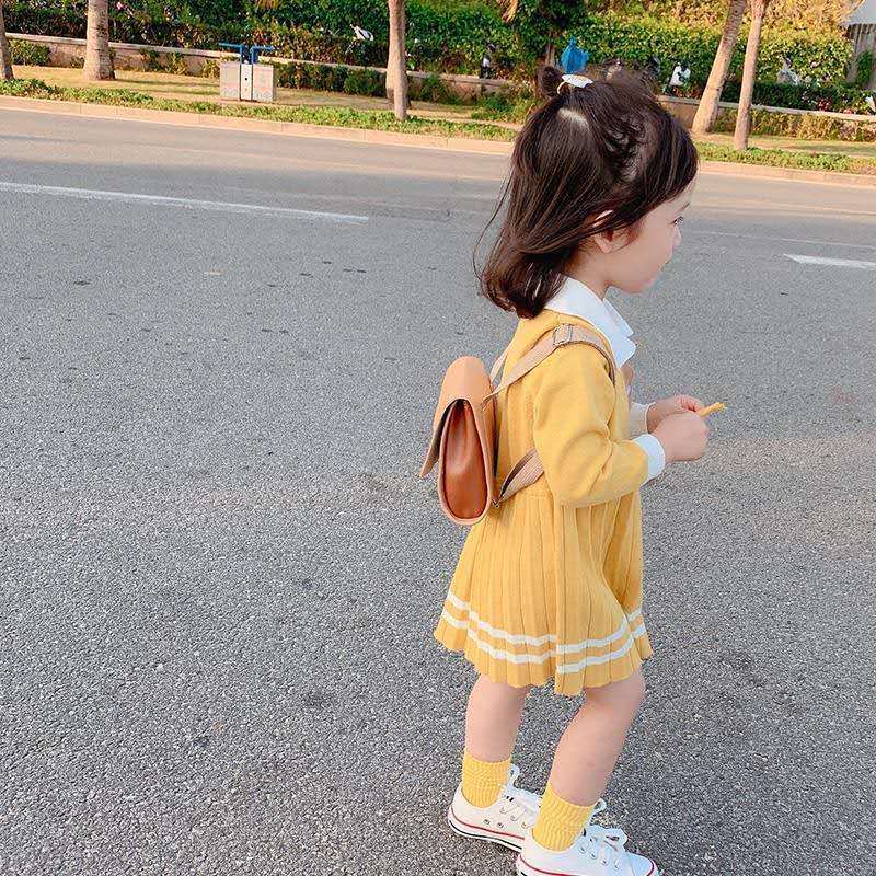女童秋冬装新款加绒加厚连衣裙学院风针织毛衣中小童公主半身裙韩