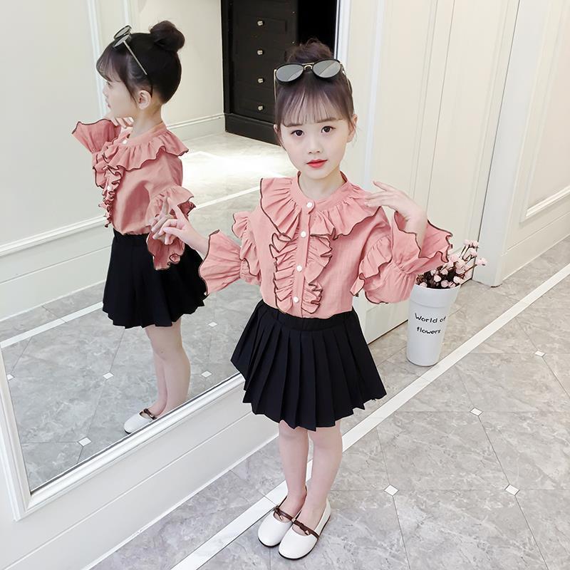 Girls shirt pure cotton long-sleeved spring and autumn  new foreign style children's white shirt Korean version of girls' tops children's clothing