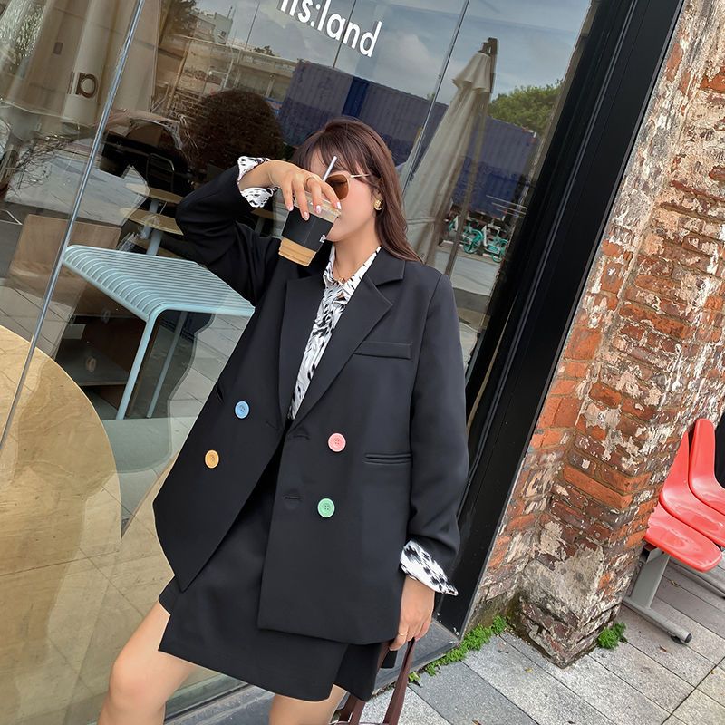 British style temperament suit suit female autumn new 200 catties fat MM light luxury suit jacket age-reducing skirt