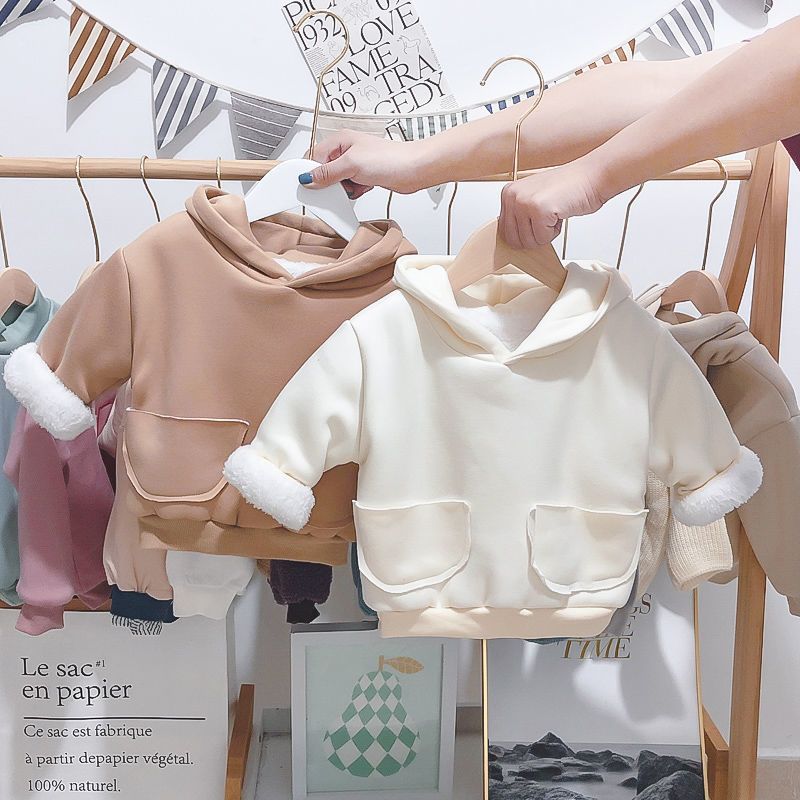 Baby fleece thickened sweater foreign style girls winter clothes baby warm tops boys autumn and winter clothes children's winter