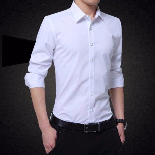 Spring and summer men's shirt long sleeve thin Korean formal shirt men's business slim white shirt men's iron free shirt