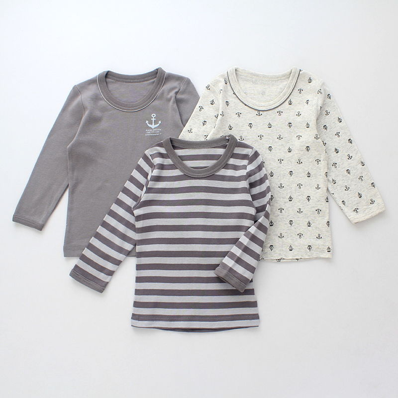 2 pieces of boys' long-sleeved T-shirt autumn clothes pure cotton Japanese baby boy elastic thin section baby children's bottoming shirt pajamas