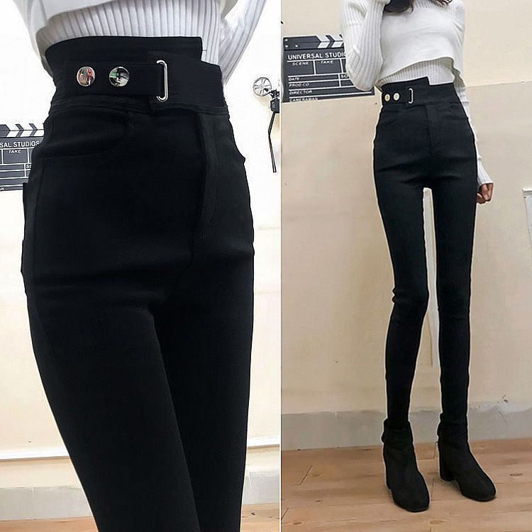 Plush and thick legged pants for women wearing pencil pants with small feet