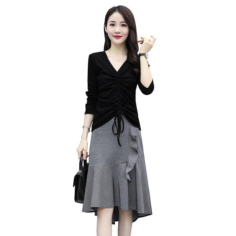 Single/set autumn women's clothing new  new fashion foreign style fat sister temperament thin skirt two-piece set