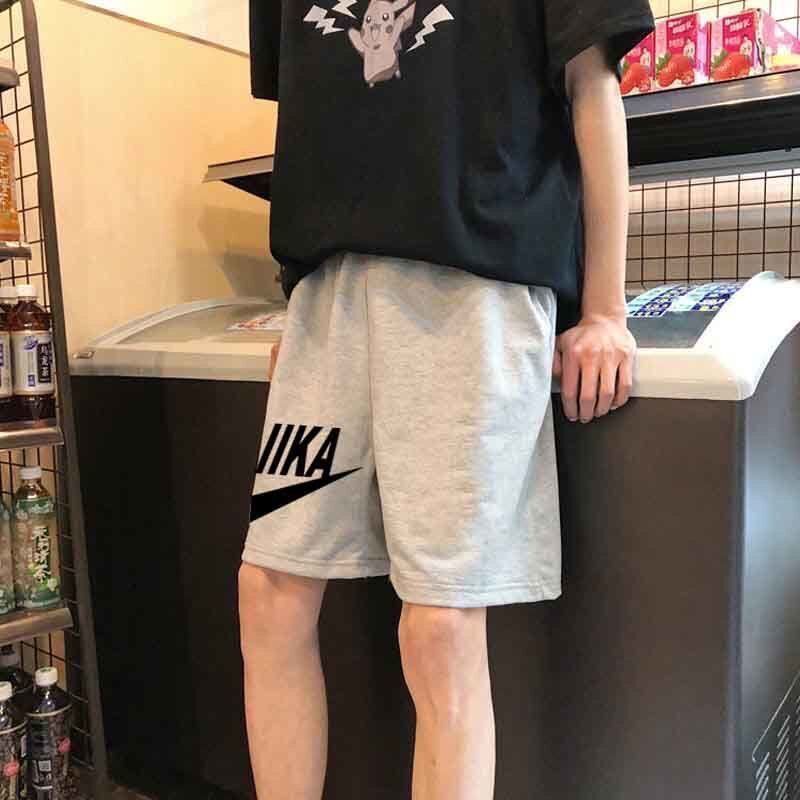 Summer new ins Harajuku Hong Kong style casual shorts men's Korean version trend versatile loose straight knee length pants
