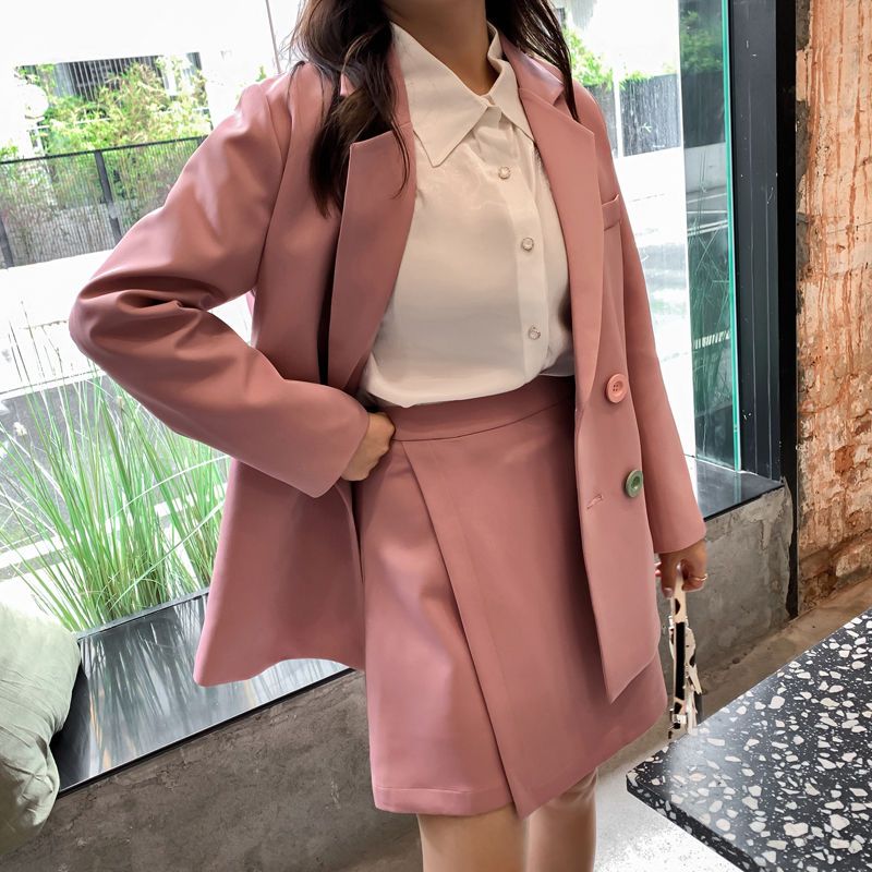 British style temperament suit suit female autumn new 200 catties fat MM light luxury suit jacket age-reducing skirt