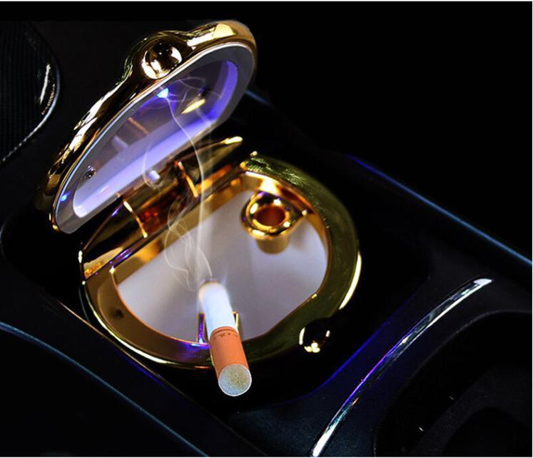 车载烟灰缸个性创意车用烟灰缸带盖夜光灯出风口悬挂式汽车烟灰缸