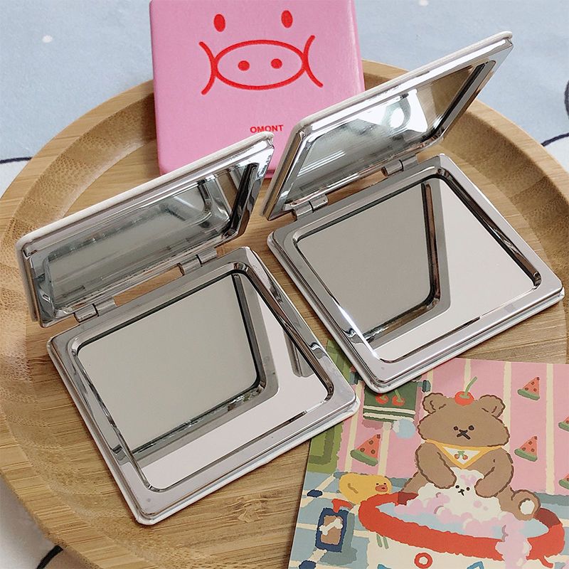 Mirror make-up portable folding mirror student dormitory holding Mini two-sided cute girl heart small mirror