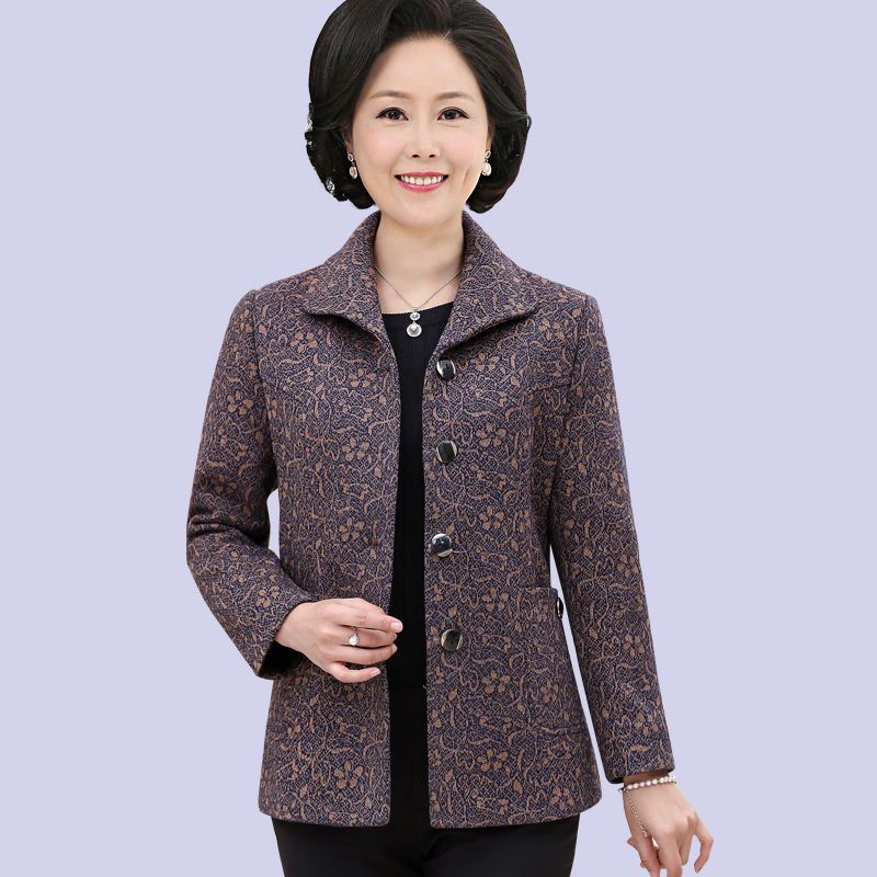 妈妈秋冬外套女2021新款中年人洋气上衣服中老年女士褂子大码秋装