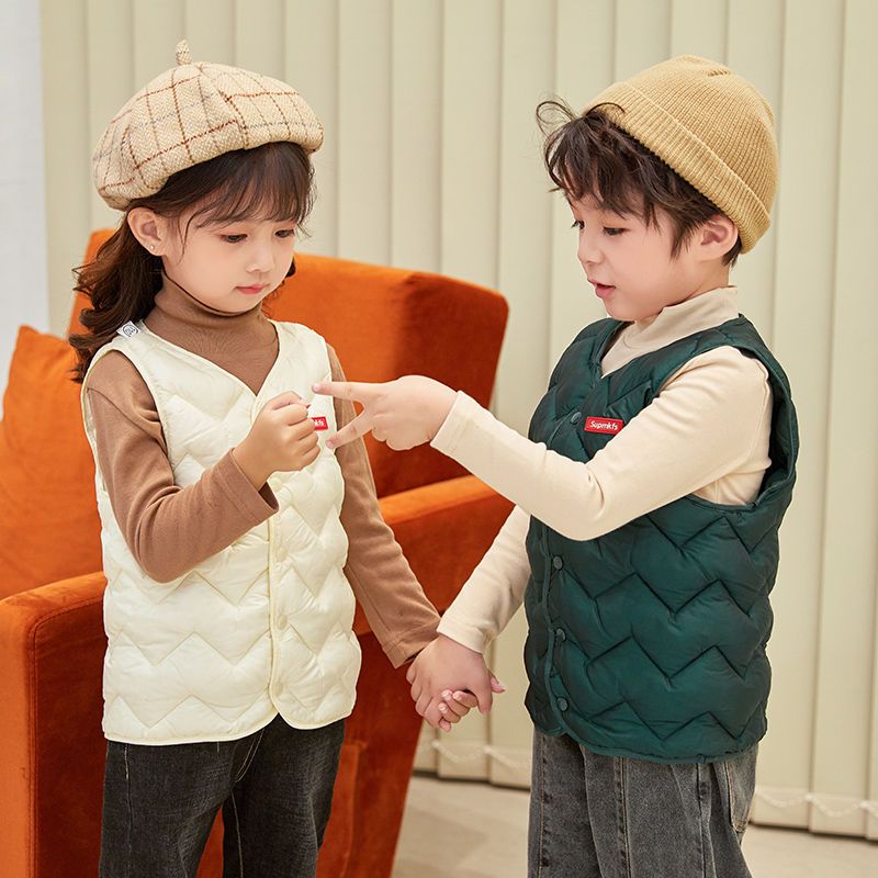 Children's cotton vest baby warm liner baby vest autumn and winter thickened boys and girls middle and large children's Vest out of season