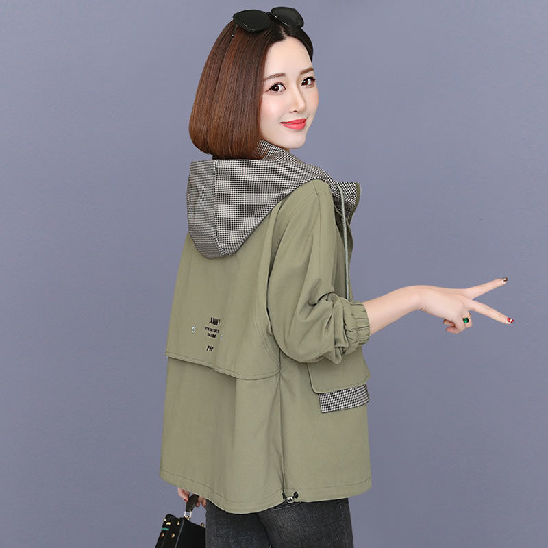 外套女潮ins秋季2023新款百搭風衣女韓版寬鬆連帽夾克短款工裝春