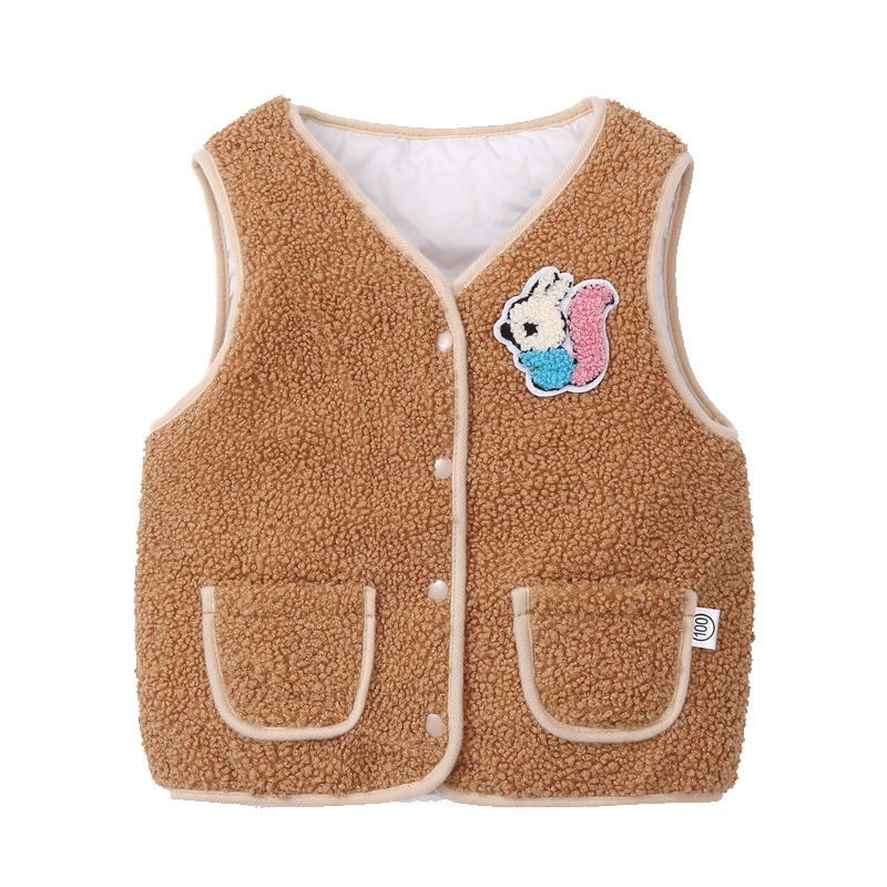Children's Vest Boys and girls autumn and winter Teddy plush and cotton thickened children's coat boys' baby vest warm