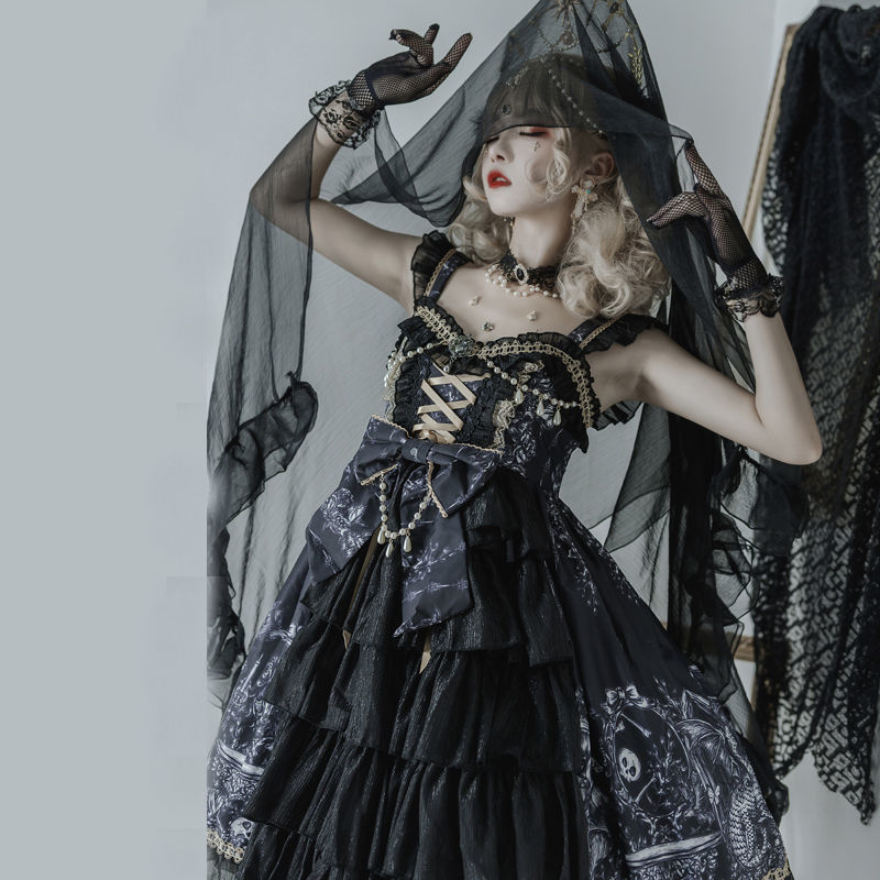 Han Mushroom Cool {spot}~Original Design Lolita Yulong Witch Gothic Style Dark Jsk Suspender Dress