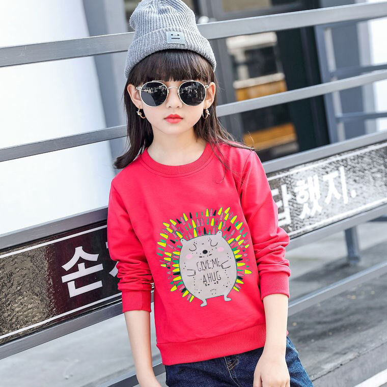 Girls' Plush sweater children's thickened women's new top autumn and winter warm large, medium and small bottoming shirt foreign style long sleeves