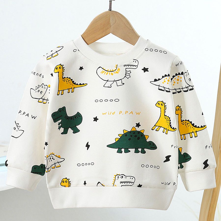 Children's printed long sleeve T-shirt for boys and girls children's round neck pure cotton sweater for boys
