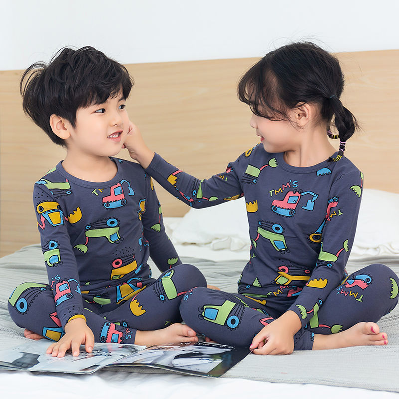 Zhongda children's pajamas set spring and autumn cotton boys' home wear underwear girls' autumn clothes baby autumn clothes and trousers