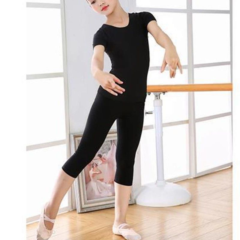 舞蹈裤女紧身成人七分芭裤儿童黑色弹力九分芭蕾练功裤形体显瘦裤