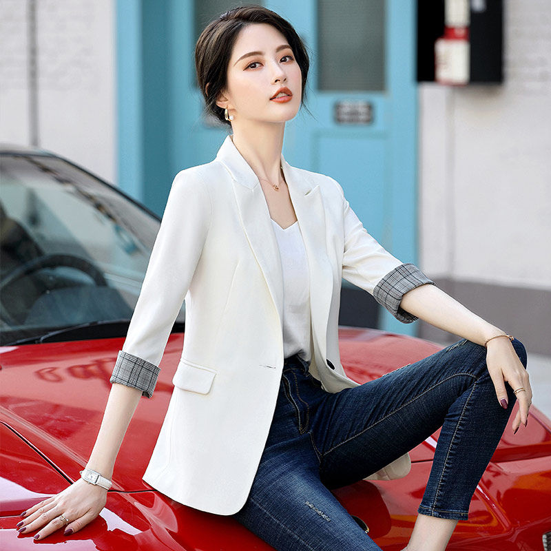 Black suit jacket female small man  new spring and autumn slim slim casual high-end temperament suit jacket