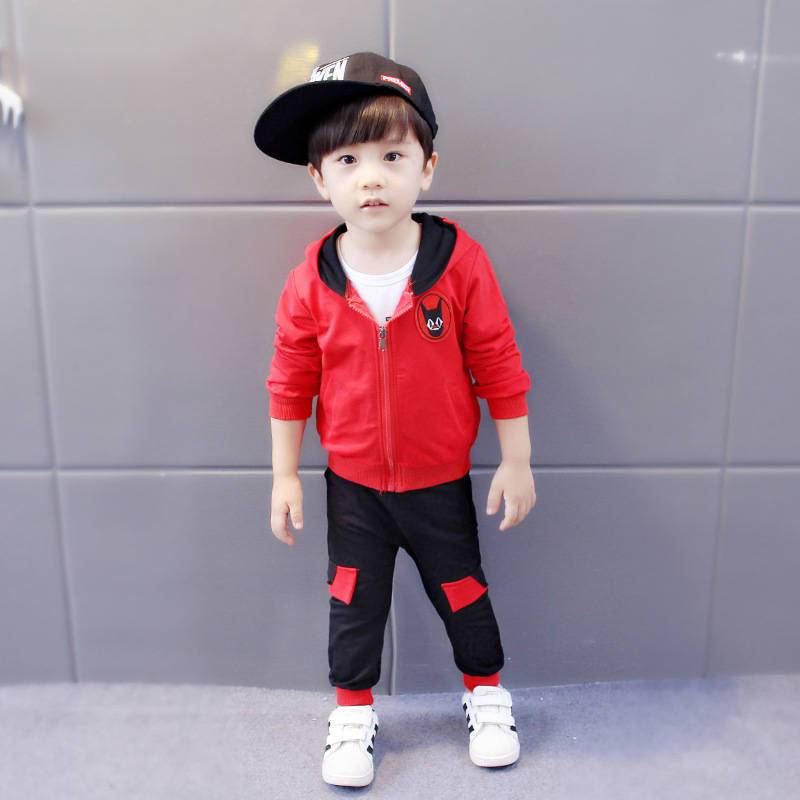 1-2-3 years old children's clothing boy autumn clothing children's suit  new baby spring and autumn foreign style Korean three-piece set 4 trendy