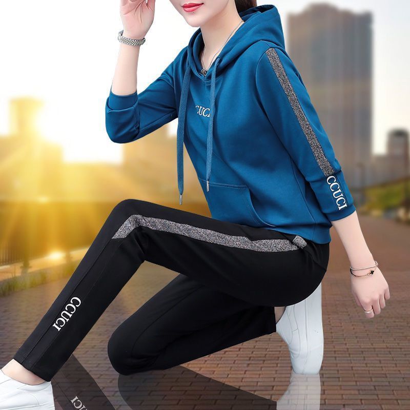 Single / suit sportswear women's spring autumn 2020 new Korean large size long sleeve casual sweater two piece set for women
