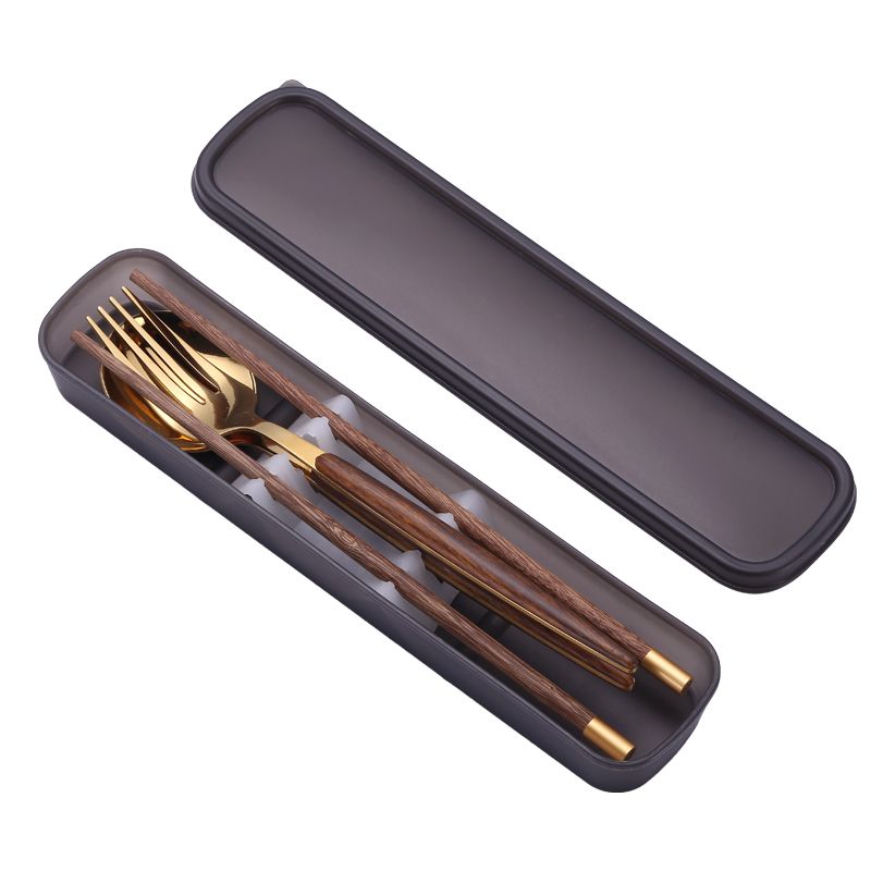 Portable tableware chopsticks spoon set student office worker tableware box portable chopsticks spoon fork three piece set