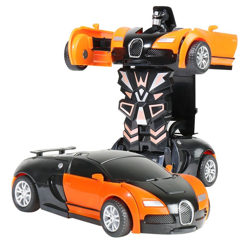 撞击变形金钢玩具车环保无需电池自动变形机器人汽车人模型车