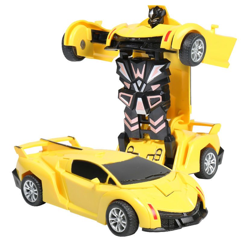 撞击变形金钢玩具车环保无需电池自动变形机器人汽车人模型车