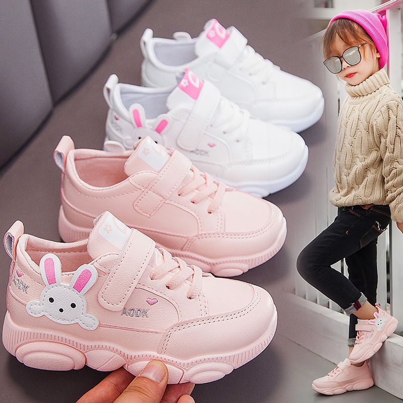 Children's sports shoes 2020 spring and autumn girls' cubs' shoes girls' breathable Board Shoes Boys' net face small white shoes