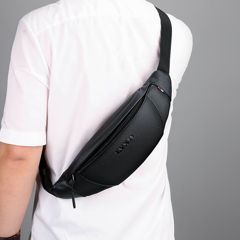 新款正品真皮质感胸包男士多功能腰包男单肩斜挎包户外运动手机包