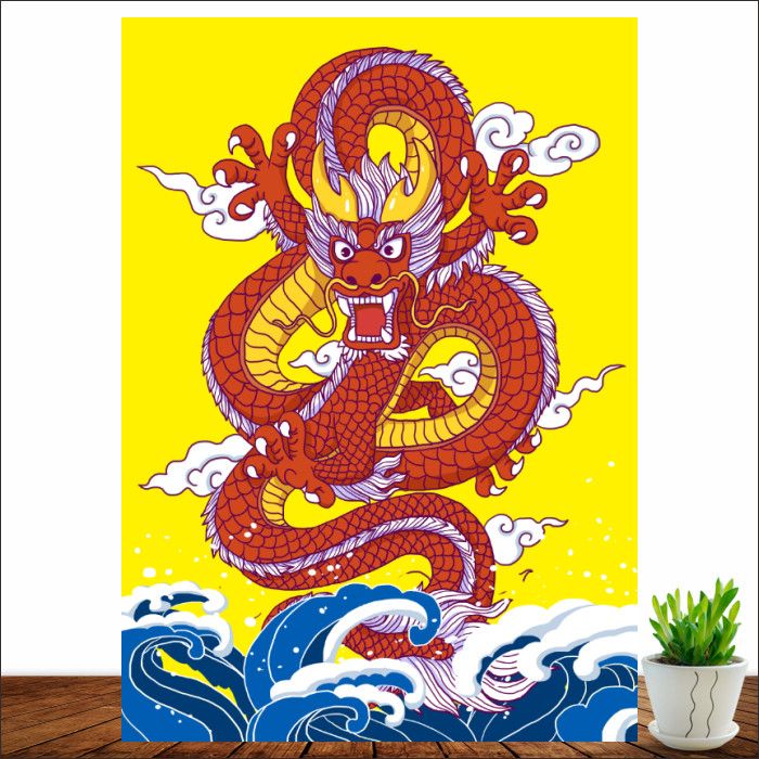中国龙贴画龙画镇宅招财风水画中堂客厅装饰壁画龙的图案贴墙海报