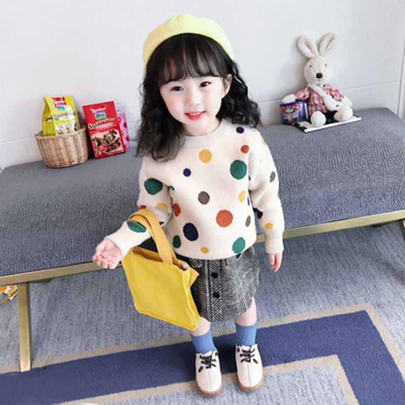 Girls' sweater 2020 new autumn dress children's foreign style Pullover Sweater Baby Plush autumn and winter bottoming shirt
