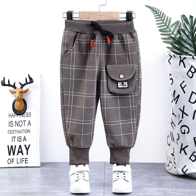 Children's Plush pants autumn and winter loose boys' casual pants baby warm pants boys' trousers